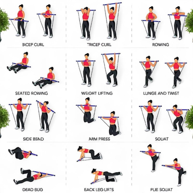 Pilates-stangsæt til hele kroppen