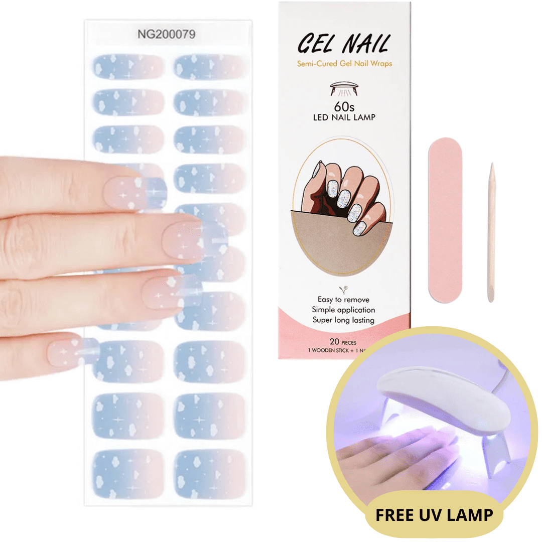 Gel-negleklistermærkesæt med UV-lampe