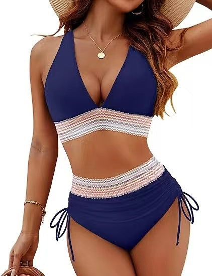 Højtaljet hæklet blonde-bikinisæt