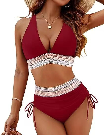 Højtaljet hæklet blonde-bikinisæt
