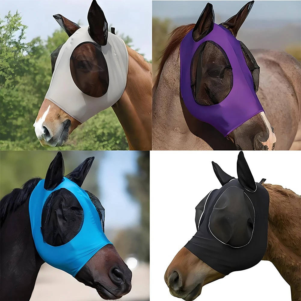 Fluemaske til hest med beskyttelse mod insekter