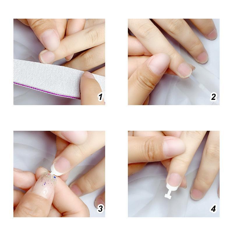 Lim på franske manicure negle kit (100 stk.)