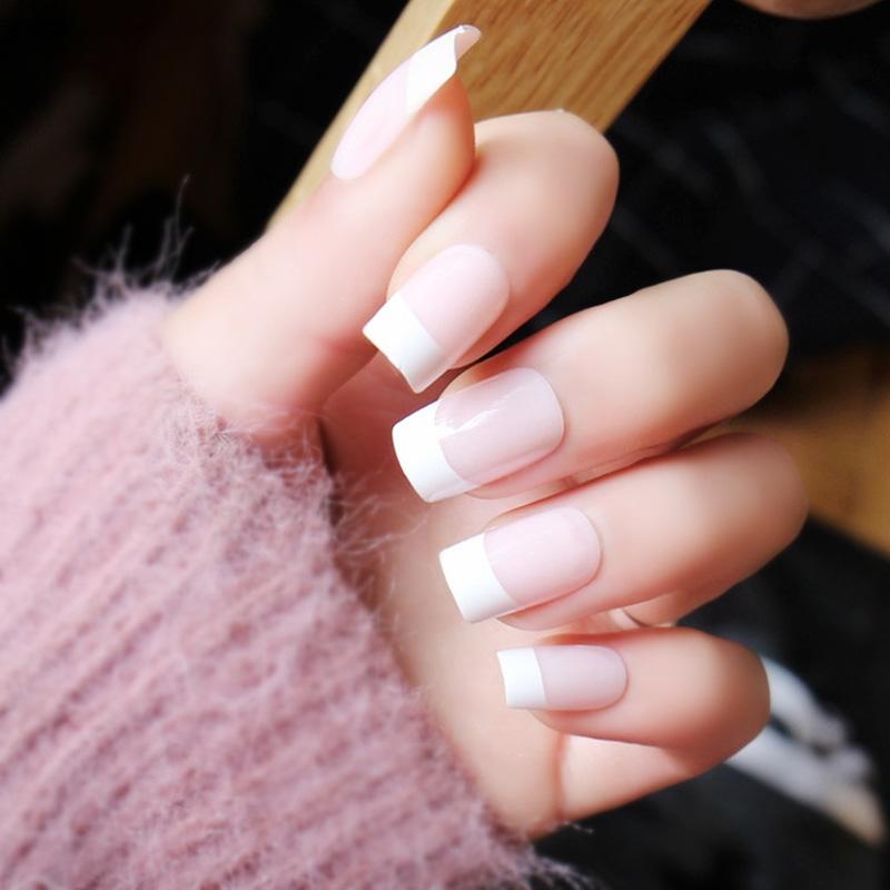 Lim på franske manicure negle kit (100 stk.)