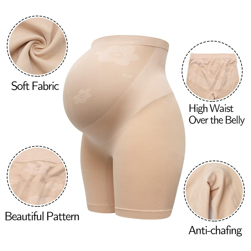 Barsel Shapewear til under kjoler Gravide kvinder Shorts Sømløs graviditet undertøj over mave støtte bukser