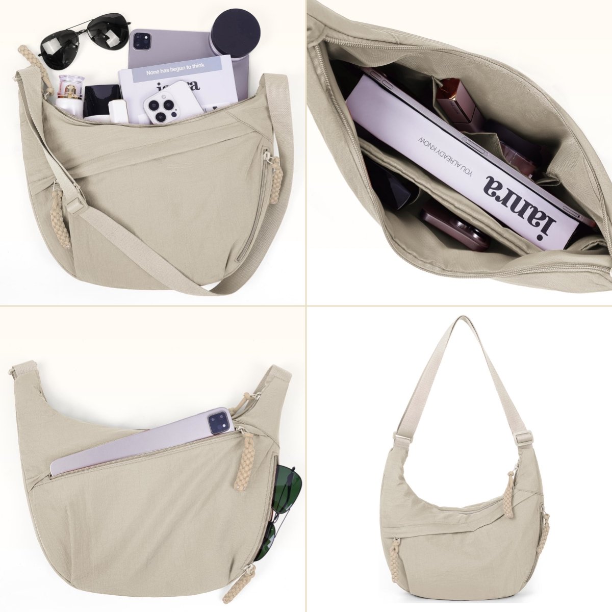 Kvindernes Fashion Plain Colour Crossbody Hobo Bag