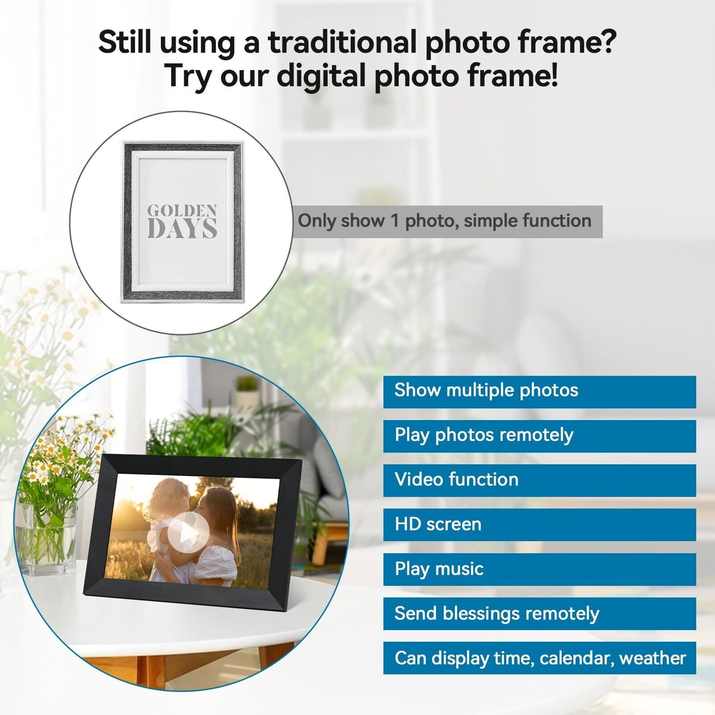 10,1″ digital WiFi-fotoramme med touchskærm