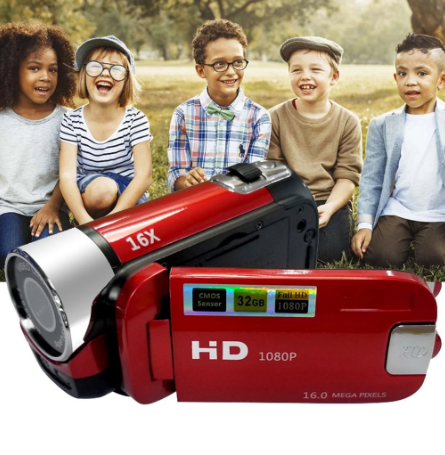 1080p vlogkamera med LED-lys og 16× zoom