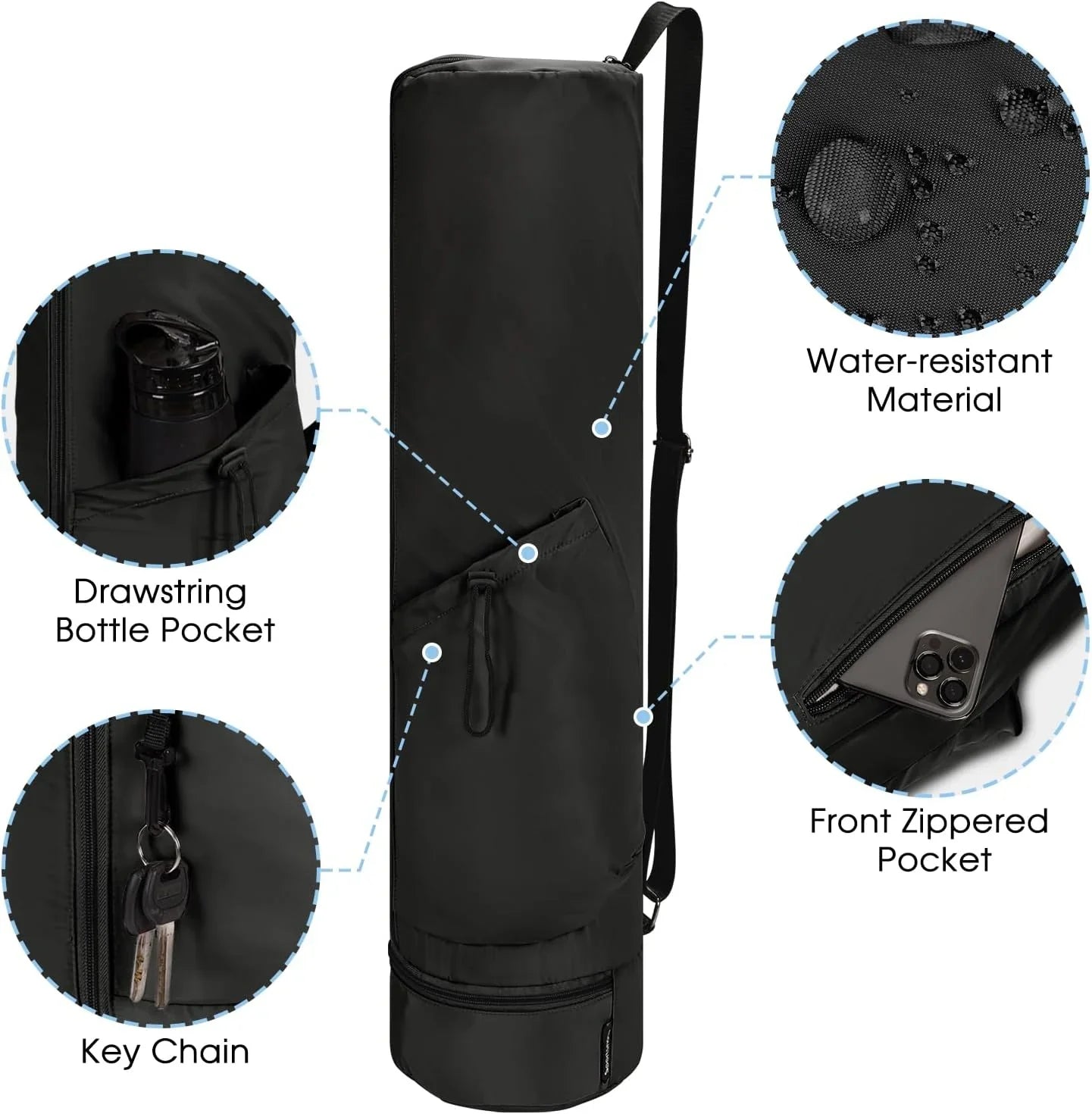 Yogamåttetaske med strop og rum til vandflaske