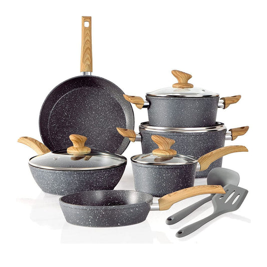 12-delt grydesæt med granitbelægning og non-stick