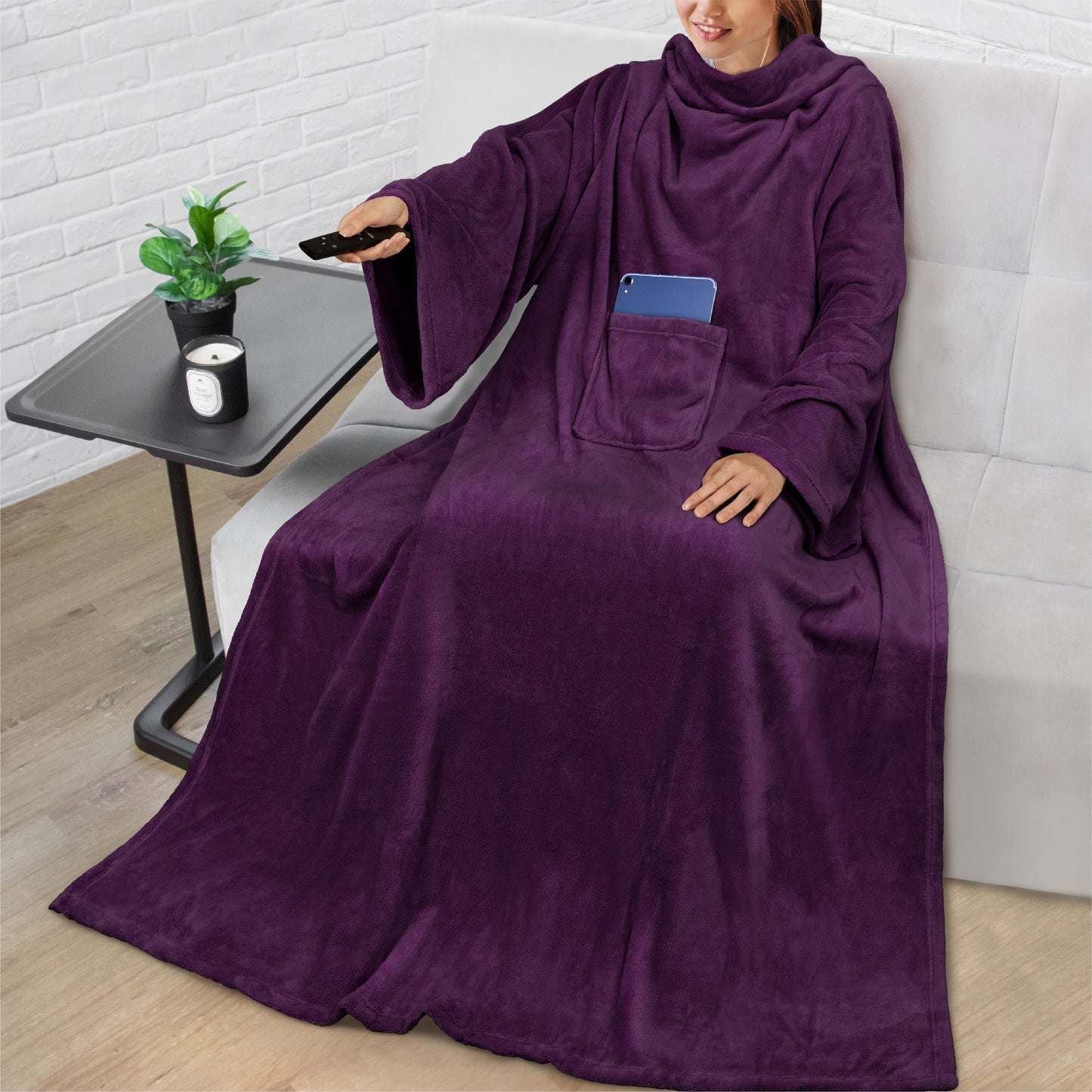 Hyggeligt fleece-tæppe med lomme