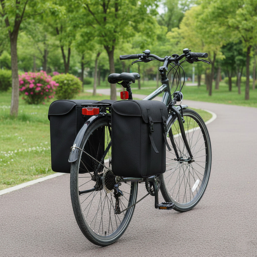 Dobbelt cykeltaske til bagagebærer i 600D PVC