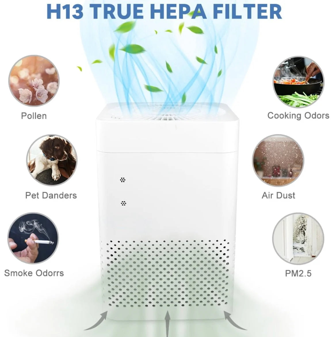 Luftrenser med 3-trins filter, HEPA-filter og automatisk tilstand