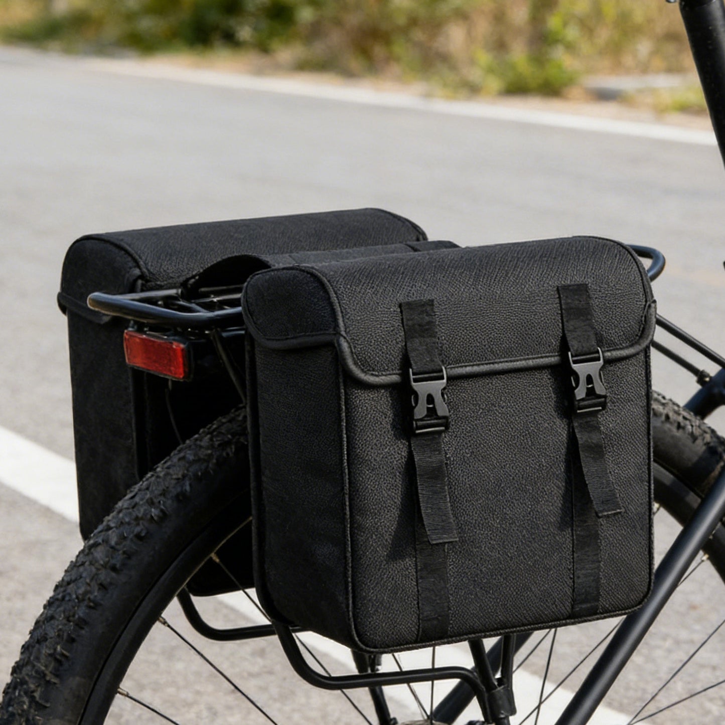 Dobbelt cykeltaske til bagagebærer i 600D PVC