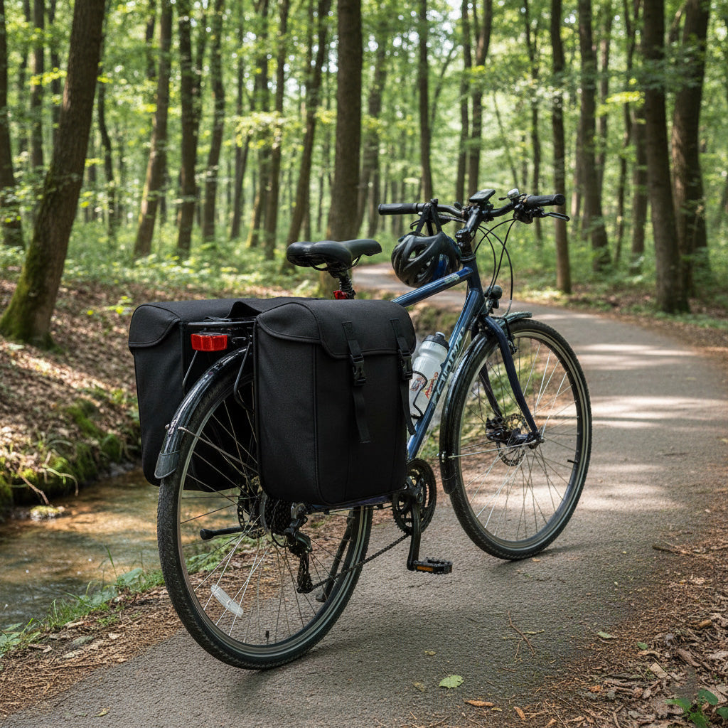 Dobbelt cykeltaske til bagagebærer i 600D PVC