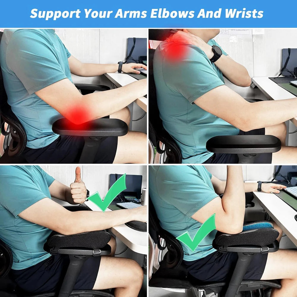 Ergonomiske armlænspuder til kontorstol med memory foam