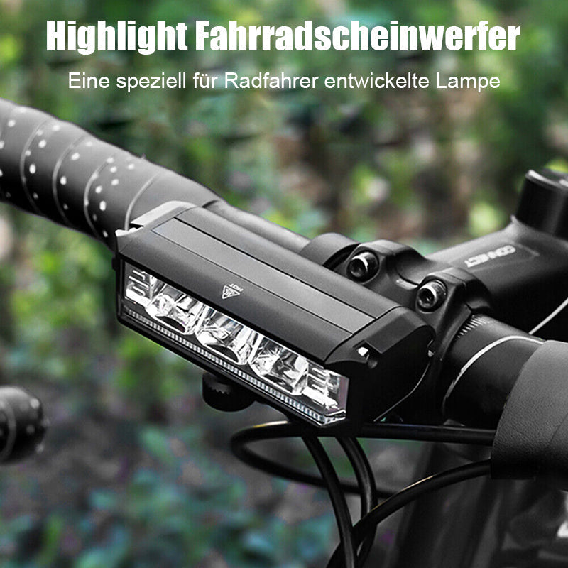 USB-genopladelig cykelforlygte med 900 lumen og batteriindikator
