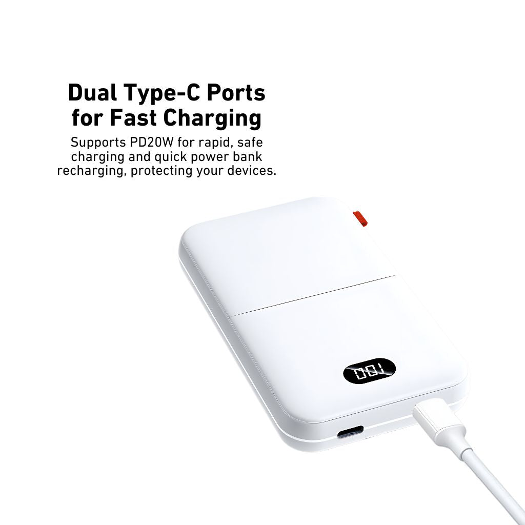 10.000 mAh powerbank med trådløs opladning og USB-C