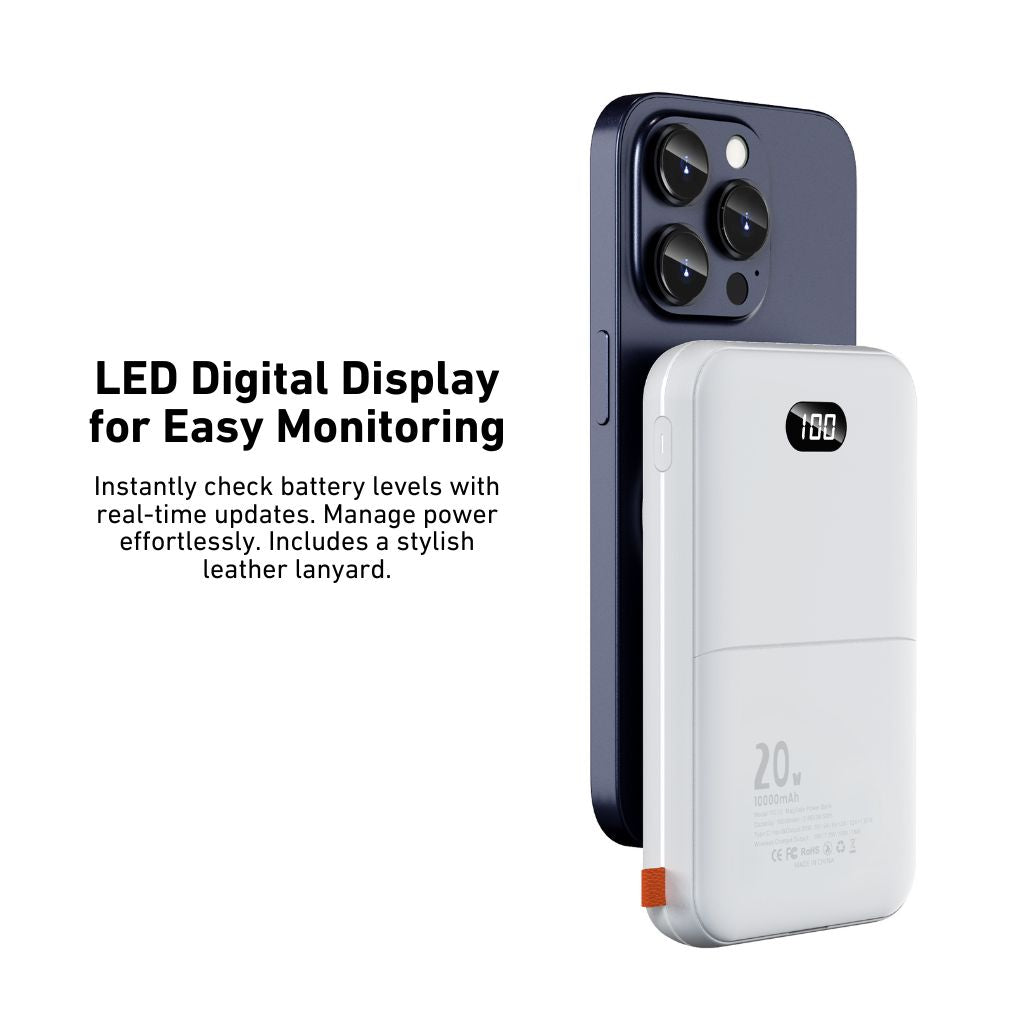 10.000 mAh powerbank med trådløs opladning og USB-C