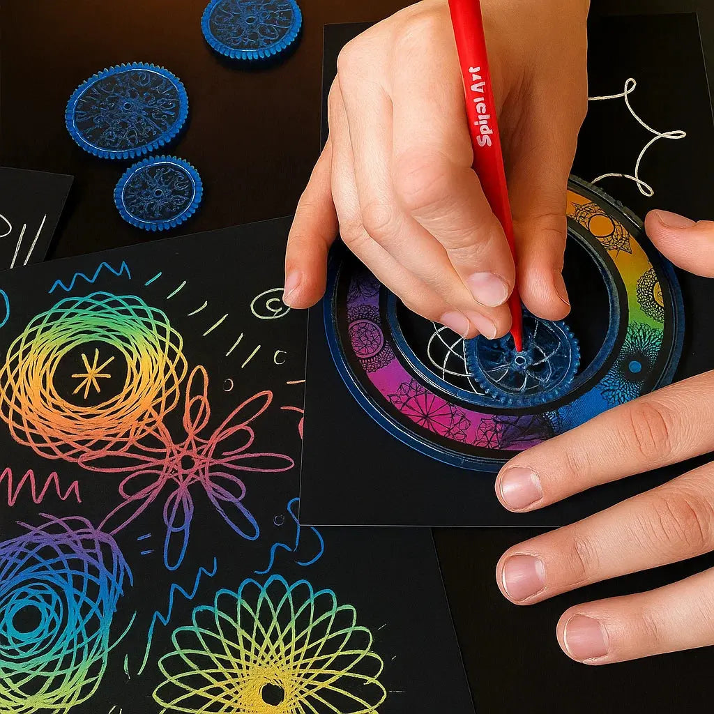 Spirografsæt med 22 dele til geometriske mønstre og kreativ tegning