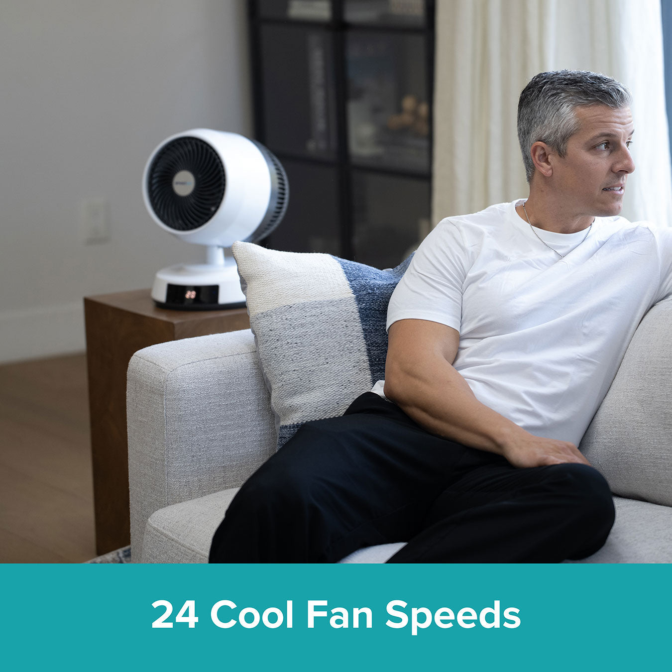 Dual Breeze helårsventilator og varmeapparat med varm- og koldluftfunktion