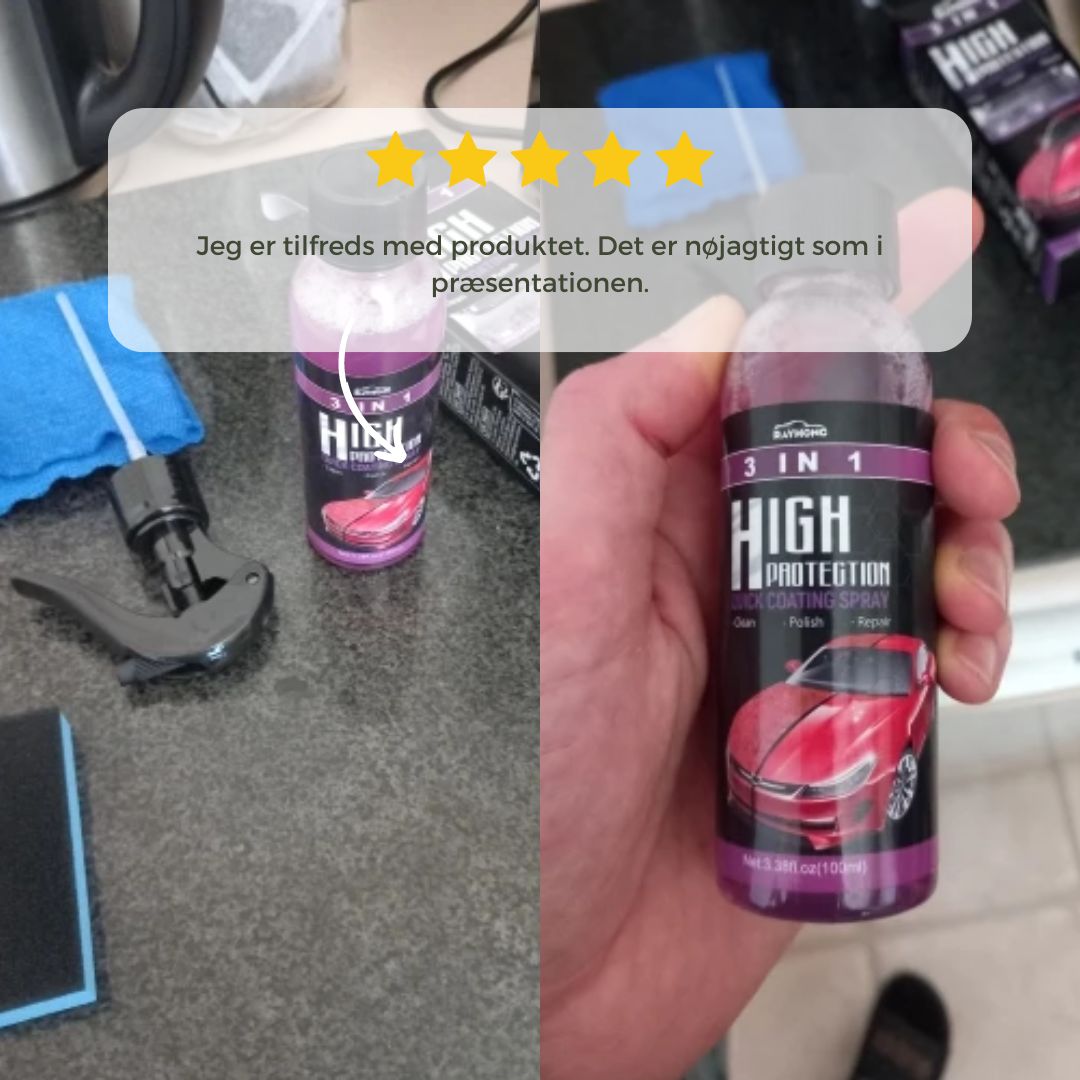 3 i 1 Hurtig bilcoatingspray med høj beskyttelse