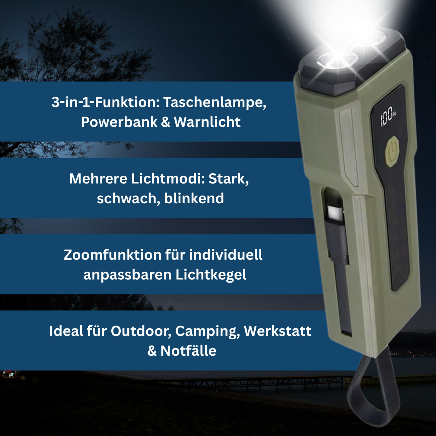 Den multifunktionelle lampe med powerbank