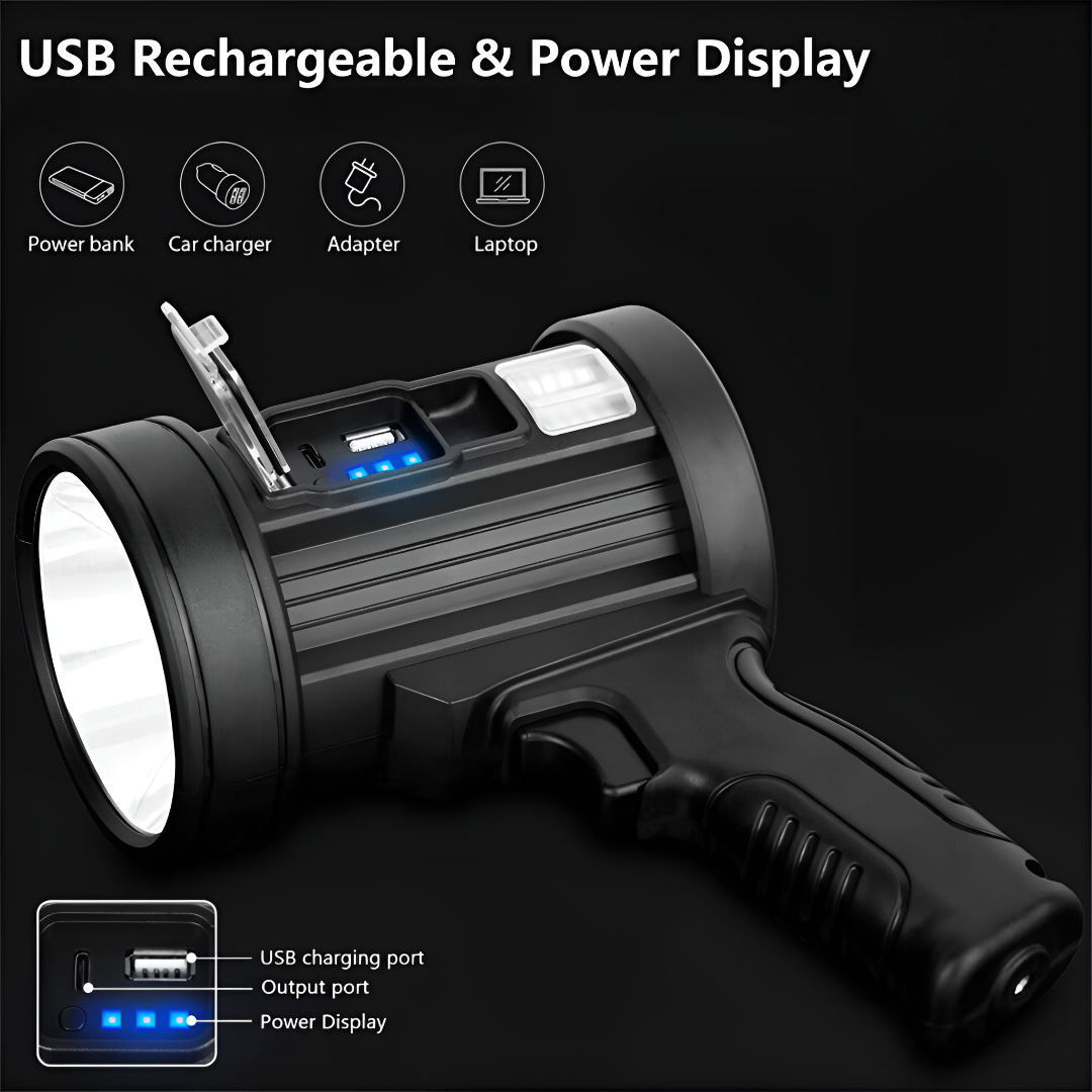 100000 Lumen Genopladelig LED Spotlight Lommelygte