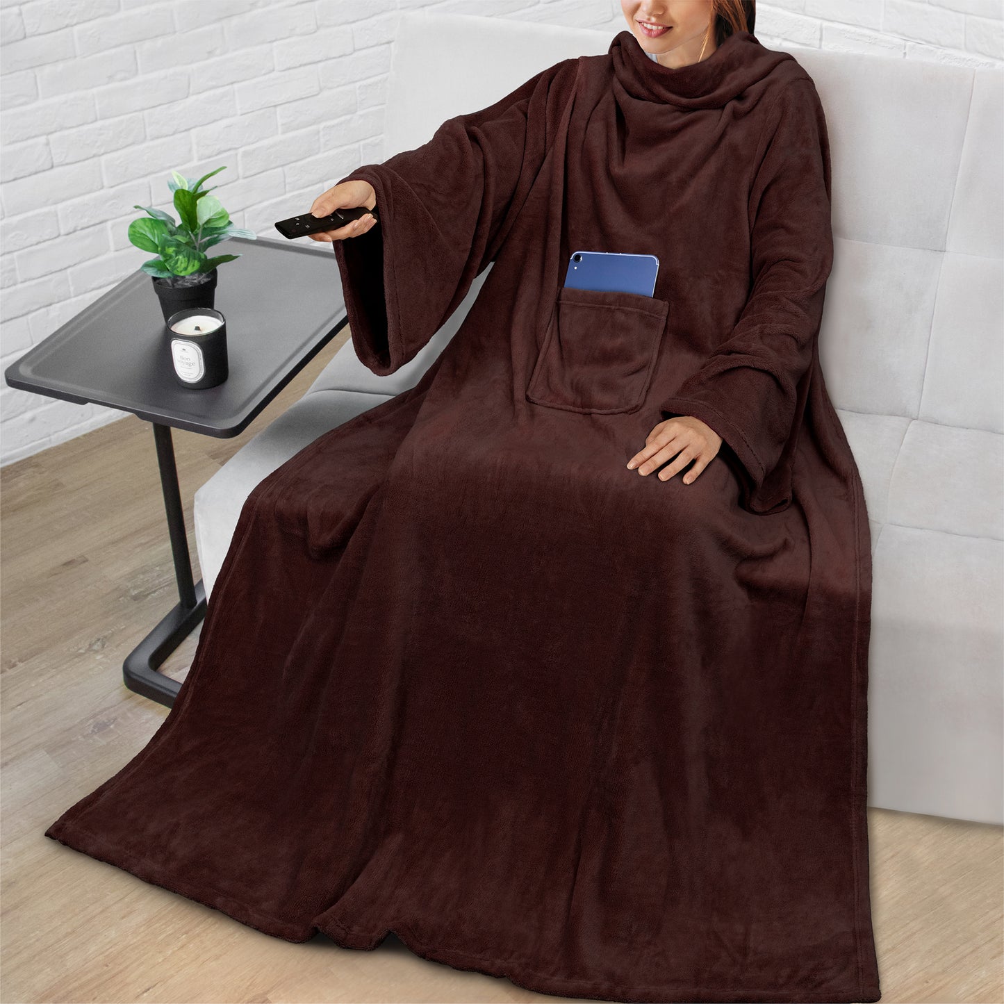 Hyggeligt fleece-tæppe med lomme