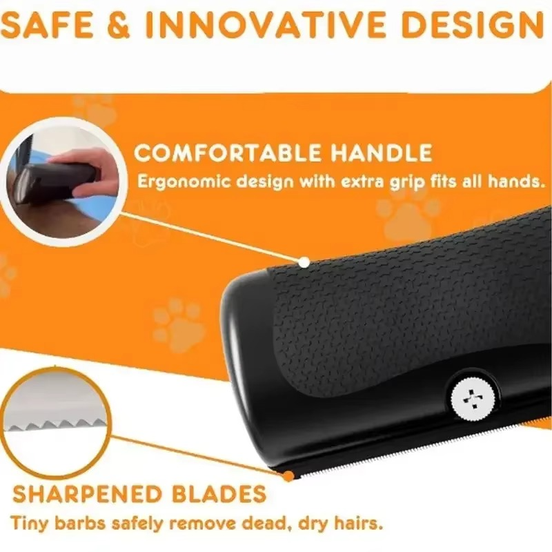 Professionel ergonomisk børste til fjernelse af kæledyrsfældning