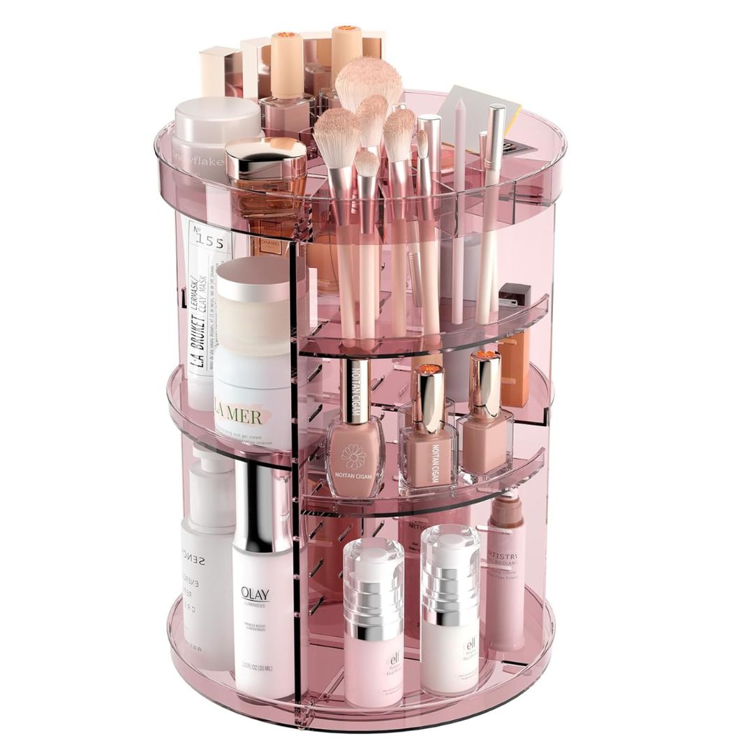 360° roterende makeuporganizer med justerbare hylder