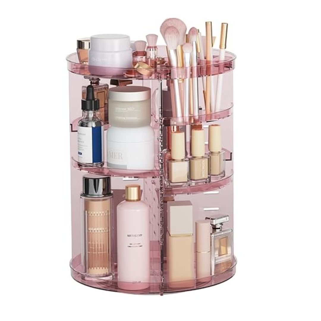 360° roterende makeuporganizer med justerbare hylder