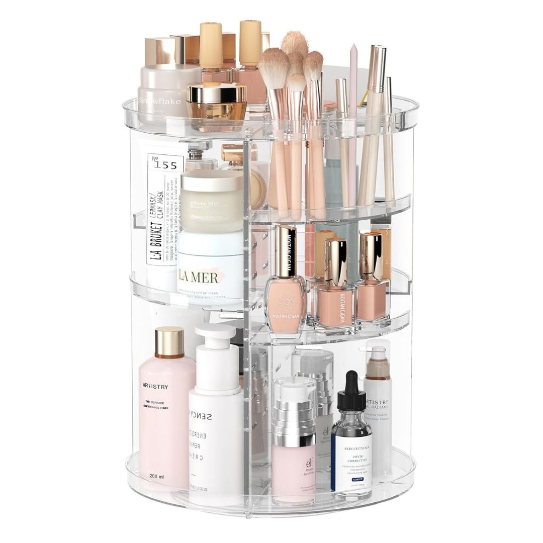 360° roterende makeuporganizer med justerbare hylder