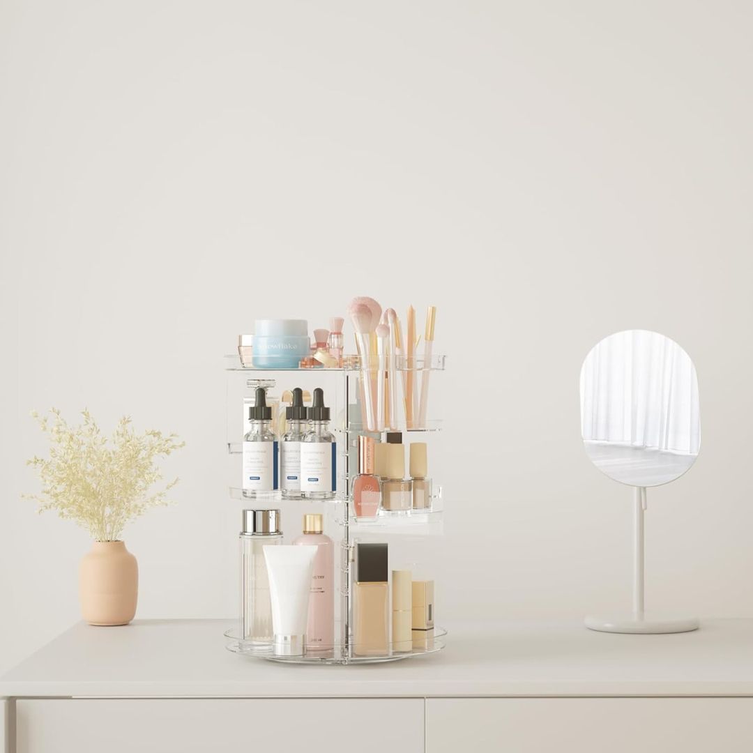 360° roterende makeuporganizer med justerbare hylder