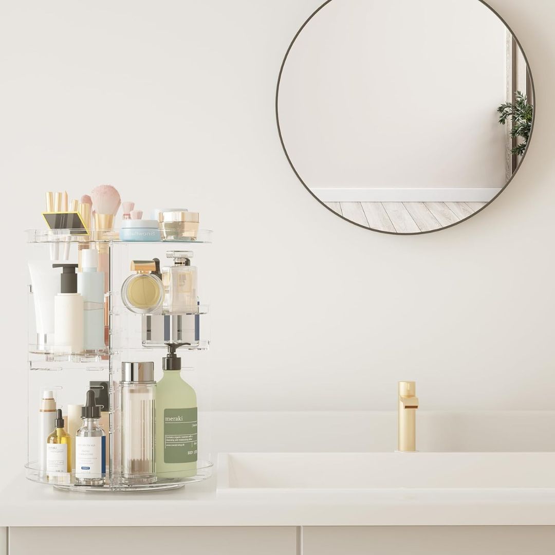 360° roterende makeuporganizer med justerbare hylder