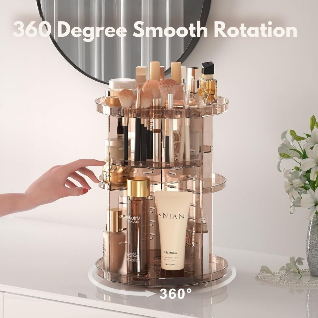 360° roterende makeuporganizer med justerbare hylder