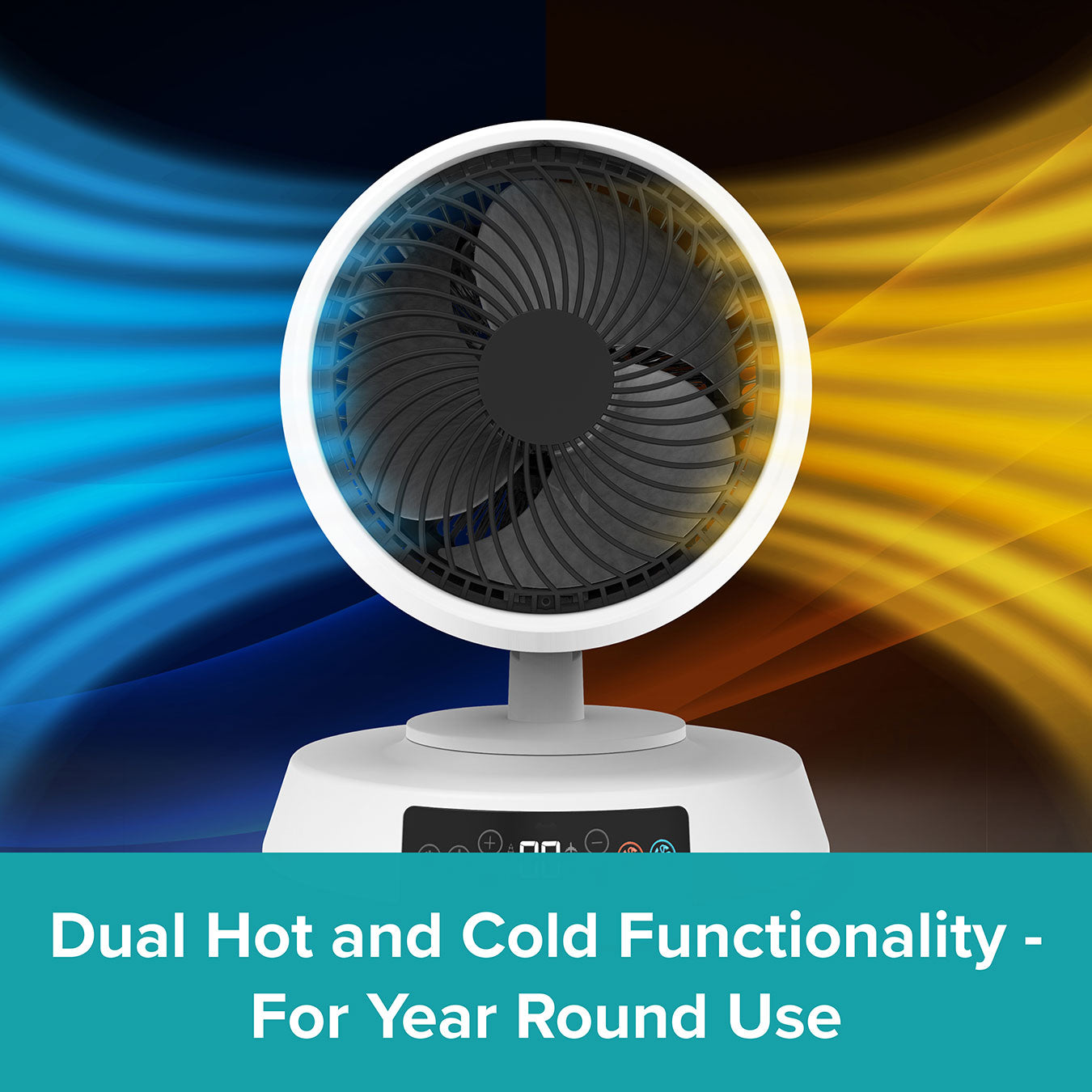 Dual Breeze helårsventilator og varmeapparat med varm- og koldluftfunktion
