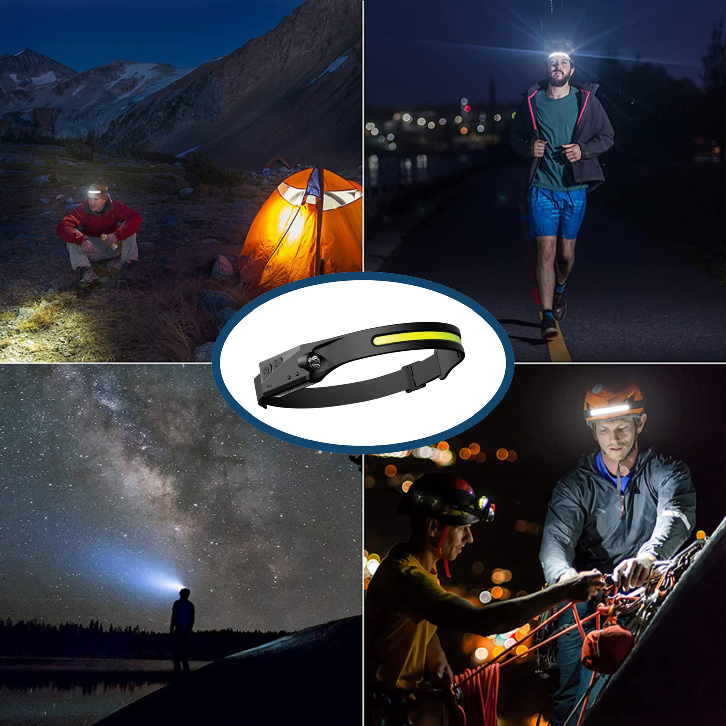 LED-genopladelig pandelampe