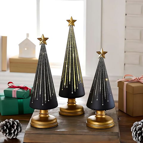 Lysende LED-juletræer i glas