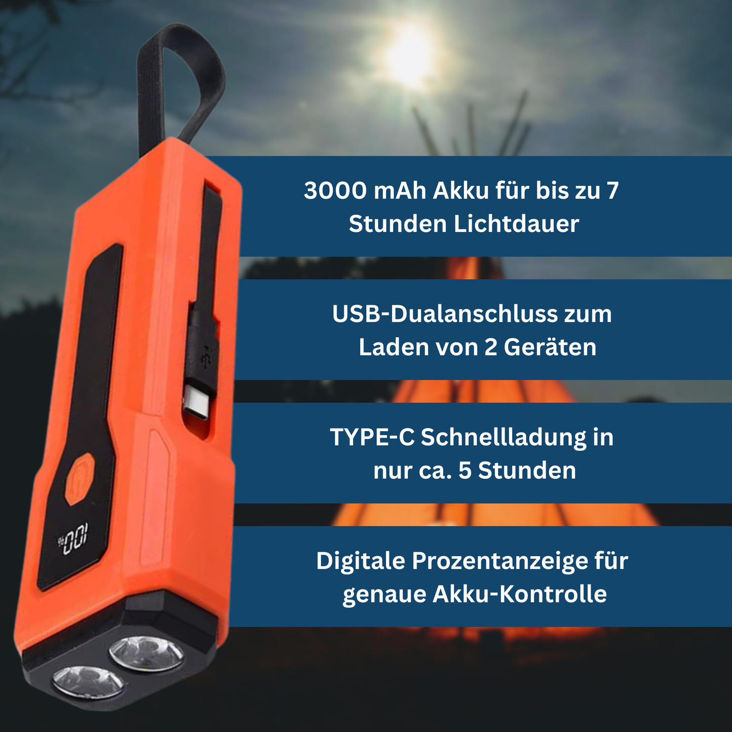 Den multifunktionelle lampe med powerbank