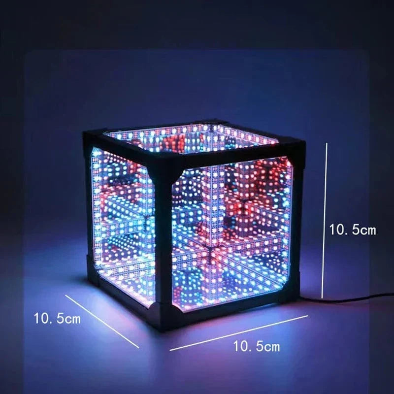 3D infinity-lyskube med RGB LED og USB-strøm