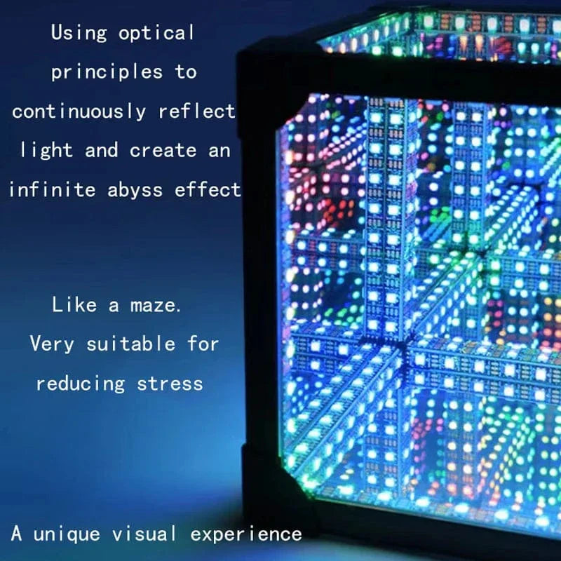 3D infinity-lyskube med RGB LED og USB-strøm