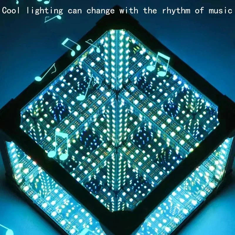 3D infinity-lyskube med RGB LED og USB-strøm