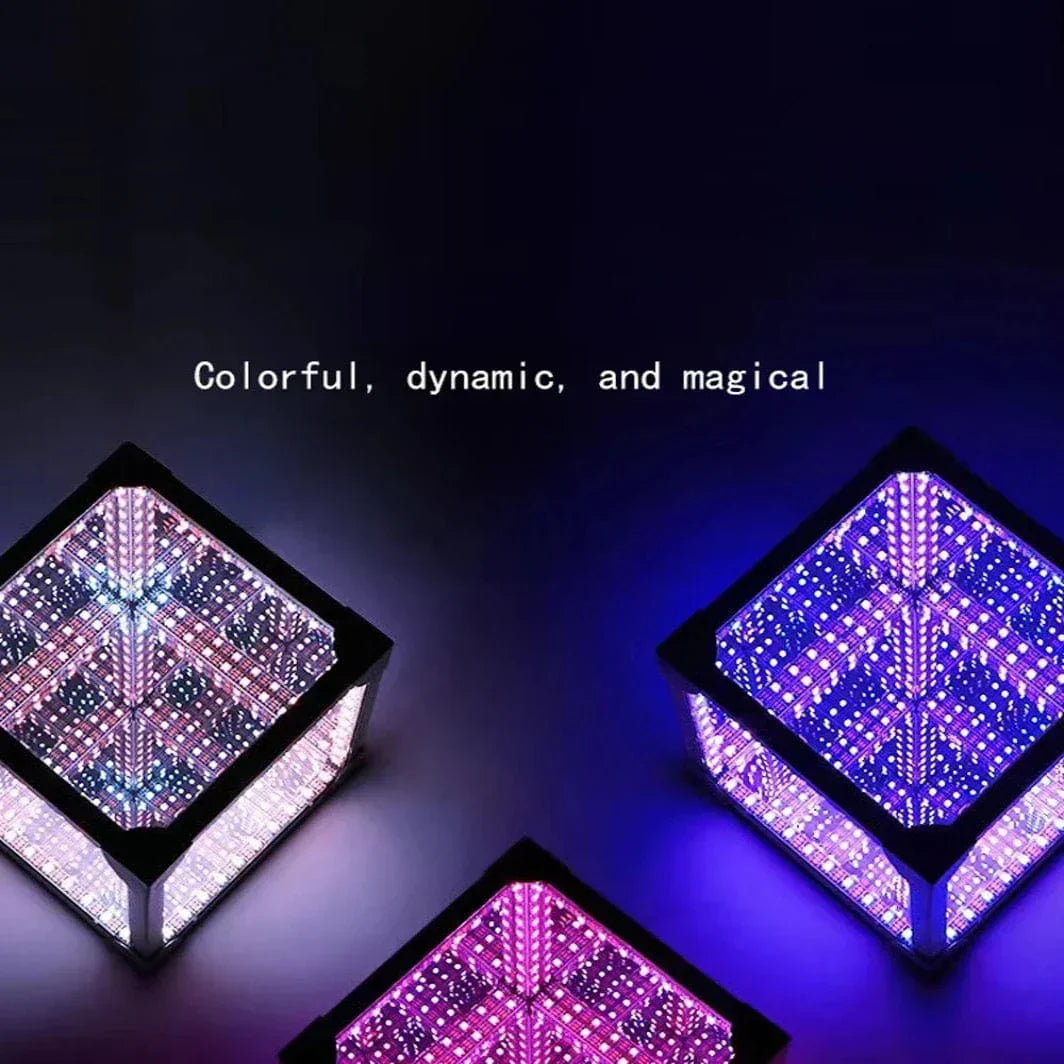 3D infinity-lyskube med RGB LED og USB-strøm