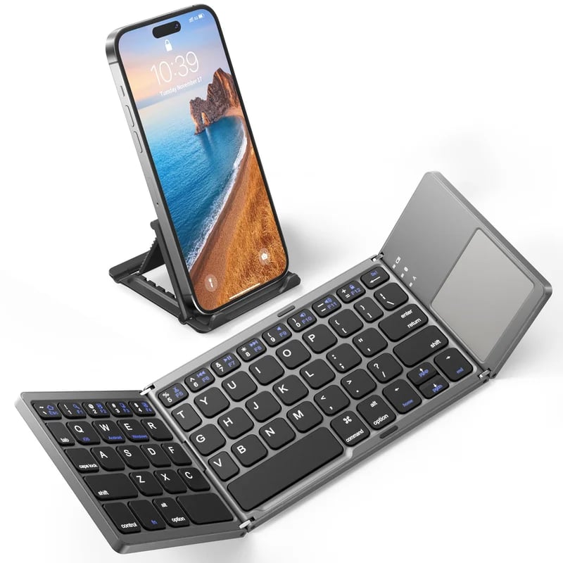 Sammenfoldeligt Bluetooth-tastatur med touchpad