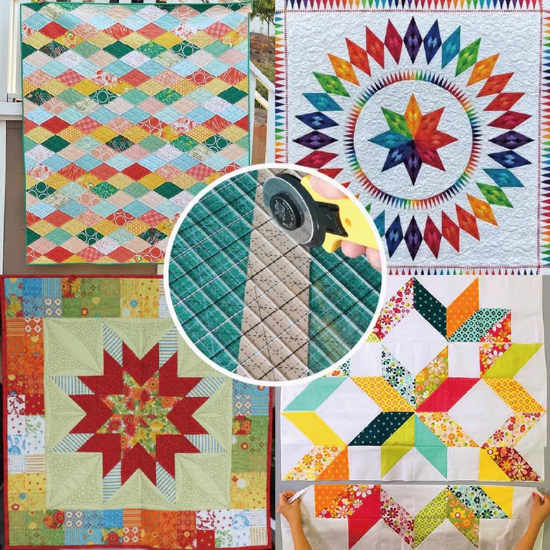 Set de règles de quilting 5-en-1 avec cutter rotatif