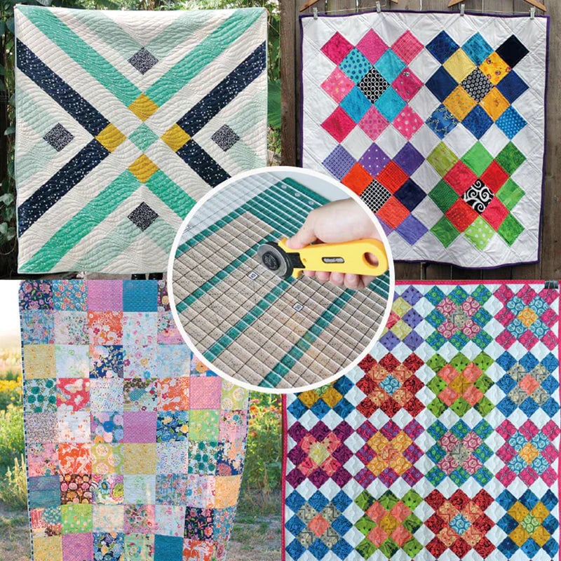 Set de règles de quilting 5-en-1 avec cutter rotatif