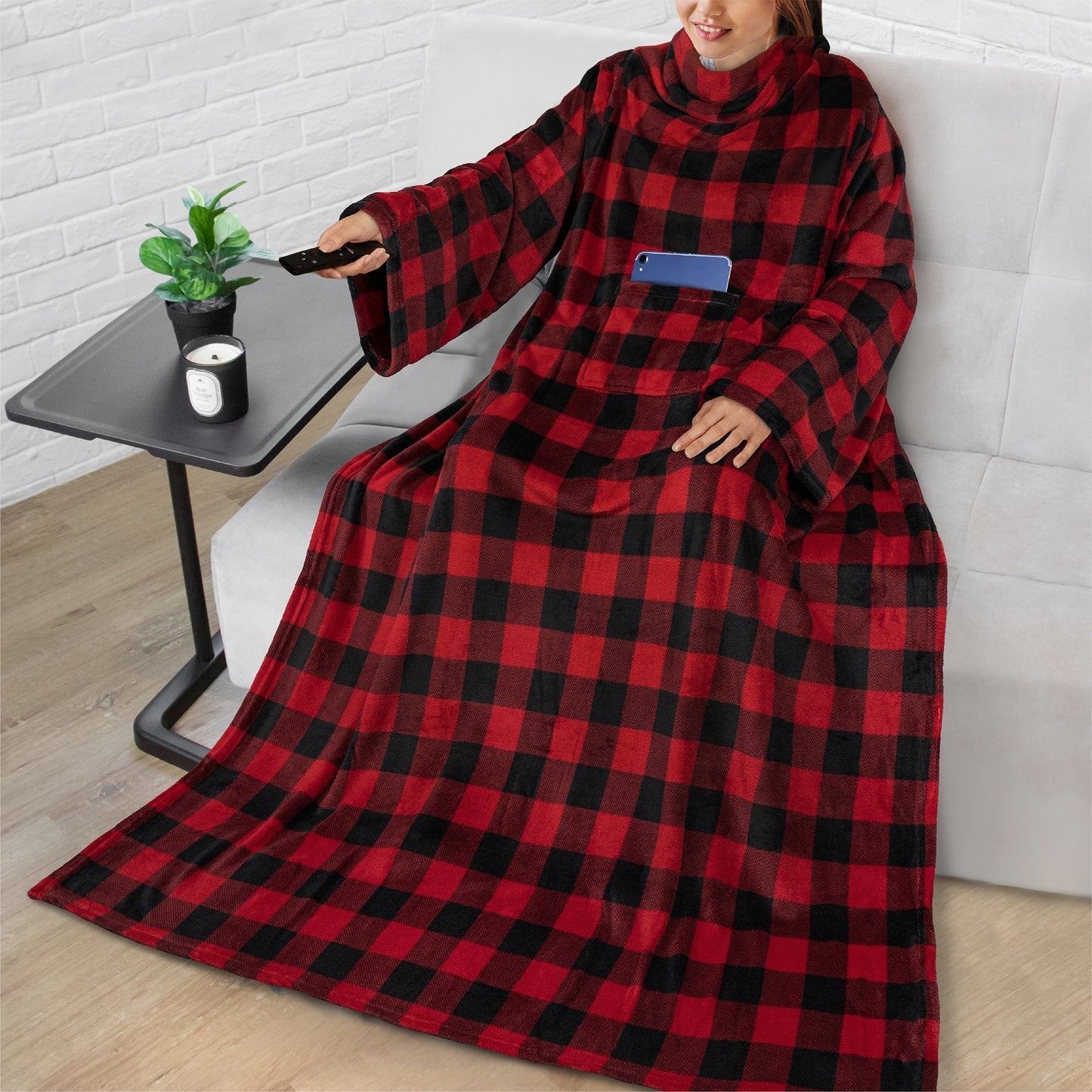 Hyggeligt fleece-tæppe med lomme