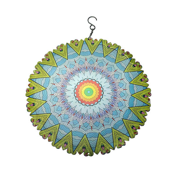 3D farverig vindspindende mandala