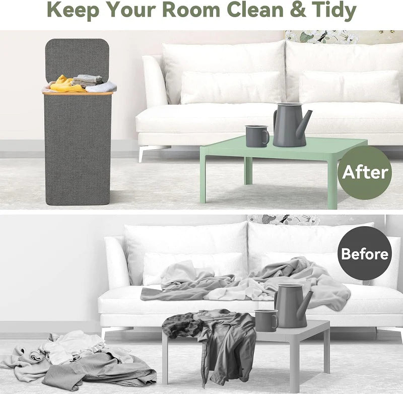 Stor vasketøjskurv med låg