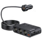 7-i-1 biladapter med tre 12 V-udtag og fire USB-porte